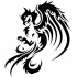 Fine black tribal-style phoenix in profile tattoo design