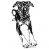 Fine black tribal resting doberman tattoo design