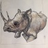 Fine grey lying rhino body tattoo design