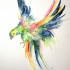 Fine rainow watercolor flying parrot tattoo design