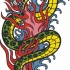 Fire skull-patterned snake tattoo design