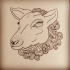 Flirting cartoon outline sheep head tattoo design