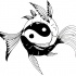 Fluffy-tailed fish and yin yang symbol tattoo design by Wearemarshal