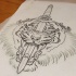 Fluffy tiger head killed with sword tattoo design