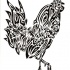 Fluffy tribal rooster tattoo design by Inrun