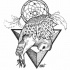 Flying owl with dream catcher and triangle tattoo design