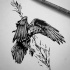 Flying raven and geometric arrow tattoo design