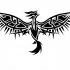 Free black tribal phoenix with spread wings tattoo design