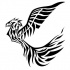 Free small black-ink flying phoenix in tribal style tattoo design