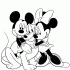 Friendly outline Minny and Mickey Mouse with dog tattoo design