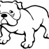 Frightened little outline bulldog tattoo design