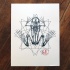Frog skeleton on geometric drawings tattoo design
