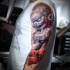 Fu dog tattoo on shoulder