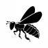 Full-black bee with shining tattoo design