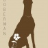 Full-brown doberman with white flower print tattoo design