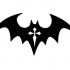 Full black bat with white cross print tattoo design