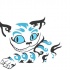 Funny black-and-blue tribal cheshire cat tattoo design