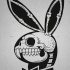Funny black-and-white play boy hare skull tattoo design