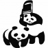 Funny black-and-white playing panda couple tattoo design
