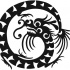 Funny black-ink printed dragon uroboros tattoo design