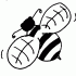 Funny cartoon black-and-white bee tattoo design
