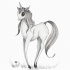 Funny grey cartoon unicorn tattoo design