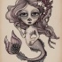 Funny little grey-ink muerte mermaid tattoo design