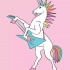 Funny punk unicorn playing a guitar tattoo design