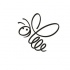 Funny smiling bee with curl-line body tattoo design