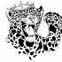 Furious crowned roaring leopard tattoo design