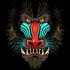 Furious multicolor baboon face tattoo design