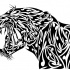 Giant black-ink tribal roaring jaguar tattoo design