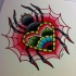 Girly old school spider with flowered heart on net tattoo design