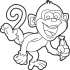 Glad animated outline monkey keeping a banana tattoo design