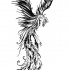 Glad grey-and-black pencilwork phoenix tattoo design
