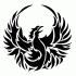 Glorious black-ink circle-shaped phoenix tattoo design