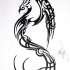 Good black tribal phoenix solhouette in profile tattoo design