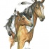Good colored indian horse couple tattoo design