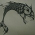 Good dotwork fish predetor tattoo design