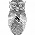 Good grey owl in bear-sign stripe tattoo design