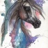 Good horse portrait with eatercolor background tattoo design