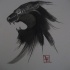 Good old school blurred panther head tattoo design
