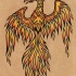 Good orange phoenix with black contouring tattoo design