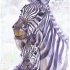 Good purple watercolor embracing zebra family tattoo design