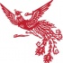Good red-ink folk-style phoenix bird tattoo design