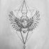 Good scarab bug with bird wings on geometric drawings tattoo design