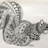 Good vivid-patterned squirrel turn to the right tattoo design