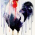 Good watercolor rooster in abundant smudges tattoo design