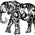 Gorgeous black-ink tribal mammoth walking forward tattoo design