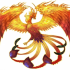 Gorgeous elegant flaming orange phoenix tattoo design